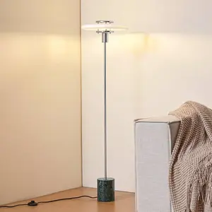 Lindby - vloerlamp - 1licht - Glas, marmer - H: 130 cm - E27 - wit, gr...