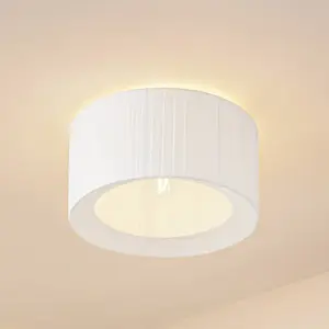 Lindby - plafondlamp - 1licht - Textiel, ijzer - H: 22 cm - E27 - wit