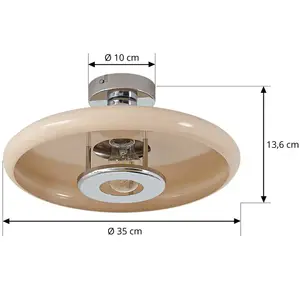 Lindby - plafondlamp - 1licht - Metaal - H: 16 cm - E27 - beige pas cher