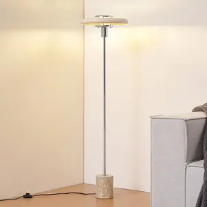 Lindby - vloerlamp - 1licht - Metaal, travertijn - H: 130 cm - E27 - b... pas cher