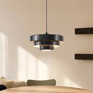 Lindby - hanglamp - 1licht - Metaal - H: 27 cm - E27 - zwart pas cher