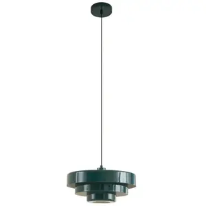 Lindby - hanglamp - 1licht - metaal - H: 27 cm - E27 - donkergroen pas cher