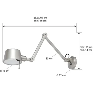 Lucande - wandlamp - 1licht - metaal - H: 14 cm - E27 - nikkel satijnVendu parbol