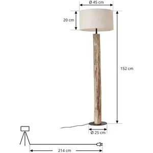 Lucande Lampadaire Tissu Jorvan en Marron Bois e. a. pour Salon & Salle à manger (1 lampeà E27) Sur Pied Lampe a de Sol pas cher