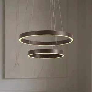 Lucande - Hanglampen- met dimmer - CCT - 2lichts - Metaal, siliconen - H: 4.5 cm - koffiebruin, wit - Inclusief lichtbronnen pas cher