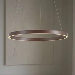 Lucande - Hanglampen- met dimmer - CCT - 1licht - Metaal, siliconen - H: 4.5 cm - koffiebruin, wit - Inclusief lichtbron