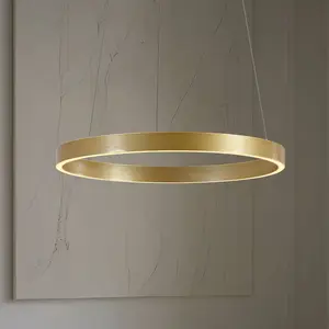 Lucande - Hanglampen- met dimmer - CCT - 1licht - Metaal, siliconen - H: 4.5 cm - goud, wit - Inclusief lichtbron pas cher