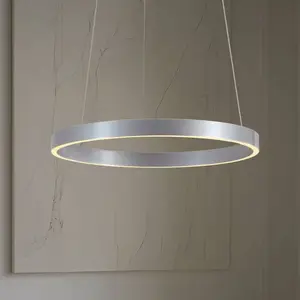 Lucande - Hanglampen- met dimmer - 1licht - Metaal, siliconen - H: 4.5 cm - aluminiumkleurig, wit - Inclusief lichtbron pas cher