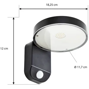 PRIOS - Wandlampen buiten - 1licht - kunststof - H: 12 cm - zwart, hel...Vendu parbol