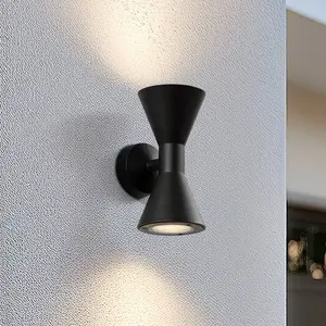 Lucande - Wandlamp buiten - 2lichts - Aluminium, glas - H: 21.4 cm - G...
