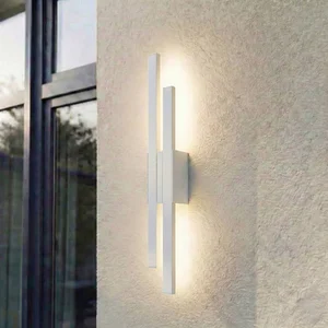 Lindby - LED wandlamp buiten - 2lichts - aluminium - H: 59 cm - wit - ...Vendu parbol