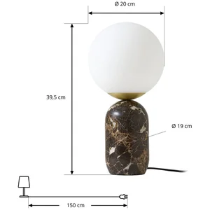 Lindby - tafellamp - 1licht - Marmer, glas - H: 39.5 cm - E27 - bruin,...