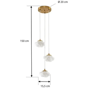 Lindby - hanglamp - 3lichts - Glas, ijzer - G9 - wit, messingVendu parbol