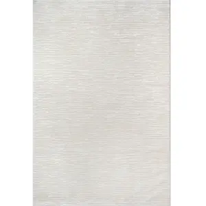 the carpet Lima Tapis design durable doux facile d’entretien effet 3D lavable polyester recyclé Crème 160 x 230 cm D26 pas cher