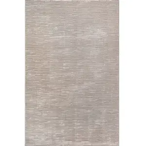 the carpet Lima   Tapis design durable doux facile d’entretien effet 3D lavable polyester recyclé Beige 80 x 150 cm D26 pas cher
