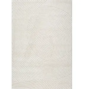 the carpet Everest - tapis salon effet 3D haute densité de poils et agréablement doux Crème 80 x 150 cm Design - 2401 pas cher