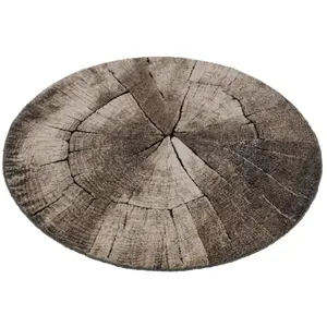 the carpet Marla Tapis moderne élégant salon/chambre poils courts denses relief profond Nature 120 cm Rond D29 pas cher