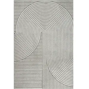 the carpet Everest - tapis moderne à poils courts salon chambre à coucher avec effet haut-bas effet 3D Gris 160 x 230 cm pas cher