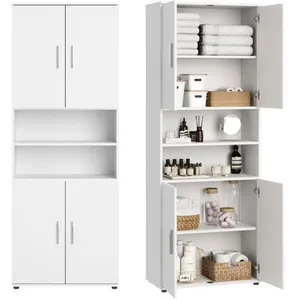 Armoire de salle de bain -  6 compartiments - Meuble de rangement polyvalent - 70x35x187 cm - Colonne de rangement - Blanc pas cher