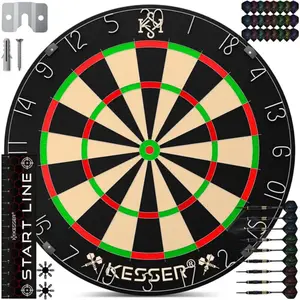 KESSER® Dartbord Sisal - 37-delige Dart Set inclusief 9x Dartpijlen en...