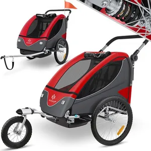 KESSER® Remorque Vélo pour 2 Enfants Cruiser - Poussette ceinture de sécurité 5 Points 360° roues Jogger Max. 40kg RougeVendu parcdiscount