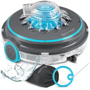 KESSER® Zwembadrobot accu Aqua-9000 incl. transporttas, Stofzuiger voor zwembaden tot 80m², Li-Ion accu max. 75 min, Zwembadreiniger snoerloze zwembadstofzuiger vloerreiniging volautomatische vloerstofzuiger - Antraciet pas cher