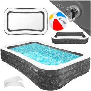 Piscine gonflable familiale - KESSER - Anthracite - 3 mètres - 1 180 litres - 305 x 183 x 56 cm - PVC robuste pas cher