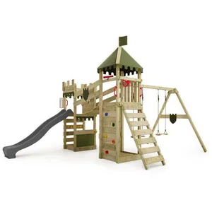 Aire de jeux en bois FATMOOSE RiverRun avec balançoire et toboggan ant... pas cher