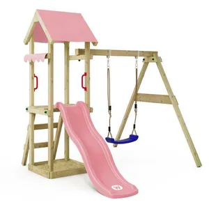 Comparateur de prix : WICKEY Aire de jeux avec toboggan TinyWave rose pastel