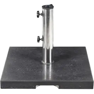BELIANI Pied de Parasol Carré Moderne 45 x 45 cm en Granit Noir et Acier Inox Ceggia pas cher