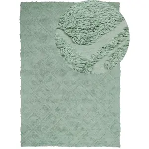 Beliani, Tapis, Tapis en coton vert clair 160 x 230 cm motifs géométriques tapis court HATAY (160 x 230 cm)