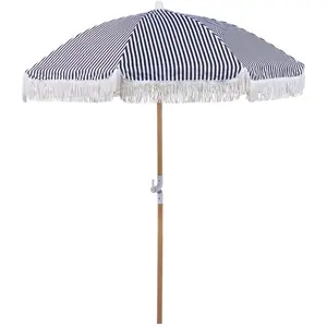 BELIANI Parasol de jardin d 150 cm noir et blanc MONDELLO pas cher