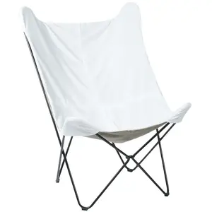 BELIANI Fauteuil papillon en velours blanc NYBRO pas cher