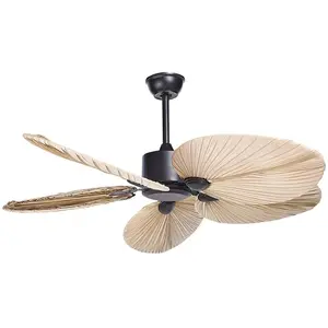 BELIANI Ventilateur de Plafond Traditionnel avec Télécommande Noir et Naturel Mammoth pas cher