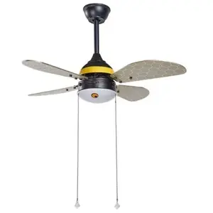 BELIANI Ventilateur de Plafond Noir et Jaune avec Lampe Tirette Design Abeille Dolores pas cher