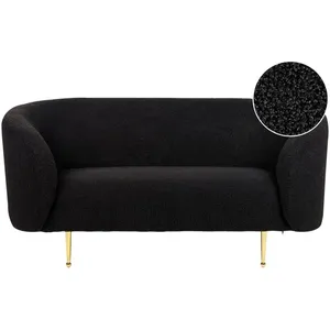 BELIANI Canapé 2 places en tissu bouclé noir et doré LOEN pas cher