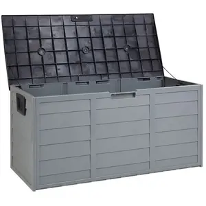 BELIANI Rangement de Jardin Forme Coffre 112x50 cm en Plastique Gris avec Roulettes Locarno pas cher