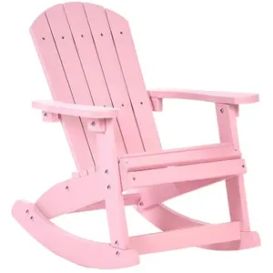 BELIANI Chaise de Jardin à Bascule pour Enfants Plastique Effet Bois Patio Terrasse Rose Clair Adirondack pas cher