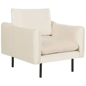BELIANI Fauteuil en Velours Beige Clair Aluminium Bois de Pin et Contreplaqué Rembourré en Mousse Vinterbro pas cher