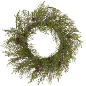 BELIANI Couronne de Noël Synthétique 70 cm pour Porte d'Entrée avec Pommes de Pin Verte Panrun pas cher