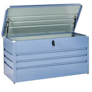 Comparateur de prix : BELIANI Coffre de Jardin en Acier 400 l avec Couvercle Verrouillable Bleu Cebrosa