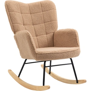 HOMCOM - Schommelstoel - met Fleece Look - Armleuningen - Bruin pas cher