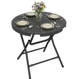 Outsunny Gartentisch Stahl, HDPE Dunkelgrau pas cher