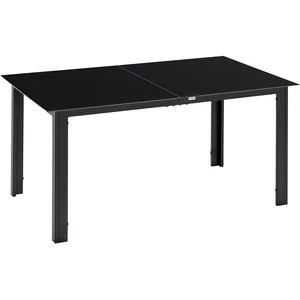 Outsunny Gartentisch Aluminium, gehärtetes Glas Schwarz pas cher