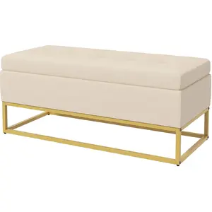 HOMCOM-Sitzbank-Samt(100% Polyester), Schaumstoff, Stahl-110L x 44B x ...