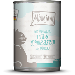 MjAMjAM duo 6 x 400 g - canard & poisson d'eau douce pas cher