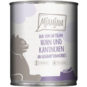 12x 800g MjAMjAM Duo poulet juteux & lapin à la courge cuite à la vape... pas cher