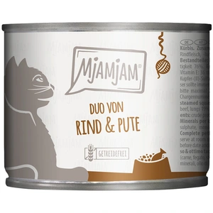 6x 200g MjAMjAM Duo boeuf délicieux & bonne dinde à la courge cuite à la vapeur nourriture pour chat humide pas cher