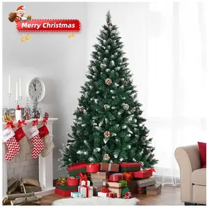 ALIGHTUP Sapin de Noël Artificiel avec Neige et Pommes de pin, 150cm 420 Branche en PVC & Support en Fer pas cher