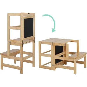 ALIGHTUP Tour d'observation pour Enfants,Tour d'apprentissage Transformable Pliable Montessori Learning Bois Naturel avec Tableau Noir À pas cher